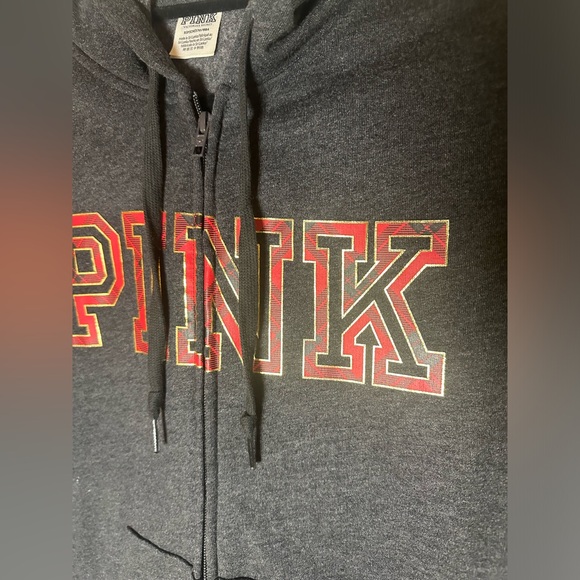 Pink Victoria's Secret Full Zip Grey Red Plaid Jacket Womens Small - Picture 3 of 6